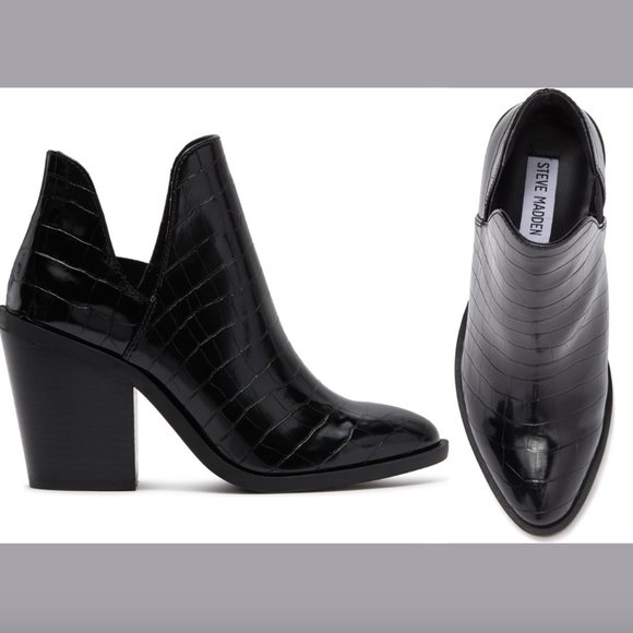 NEW! $110 Steve Madden Leve Block Heel Boot Black - Picture 2 of 12